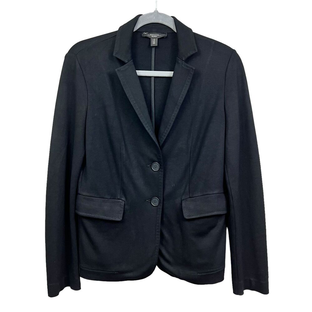 Weekend Max Mara Womens Knit Blazer Collared Two Button Vented Black Size M*